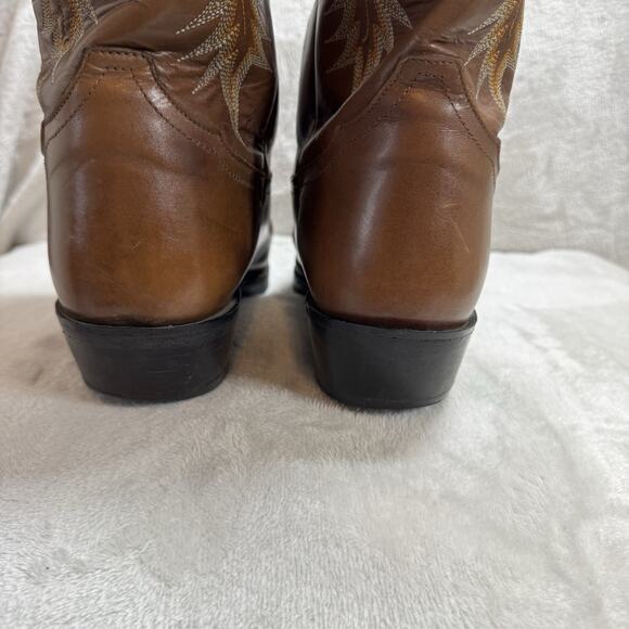 Tony Lama Leather Boots Men 10 EE Brown Cowboy Western Pointed Toe Embroidered - Picture 10 of 16